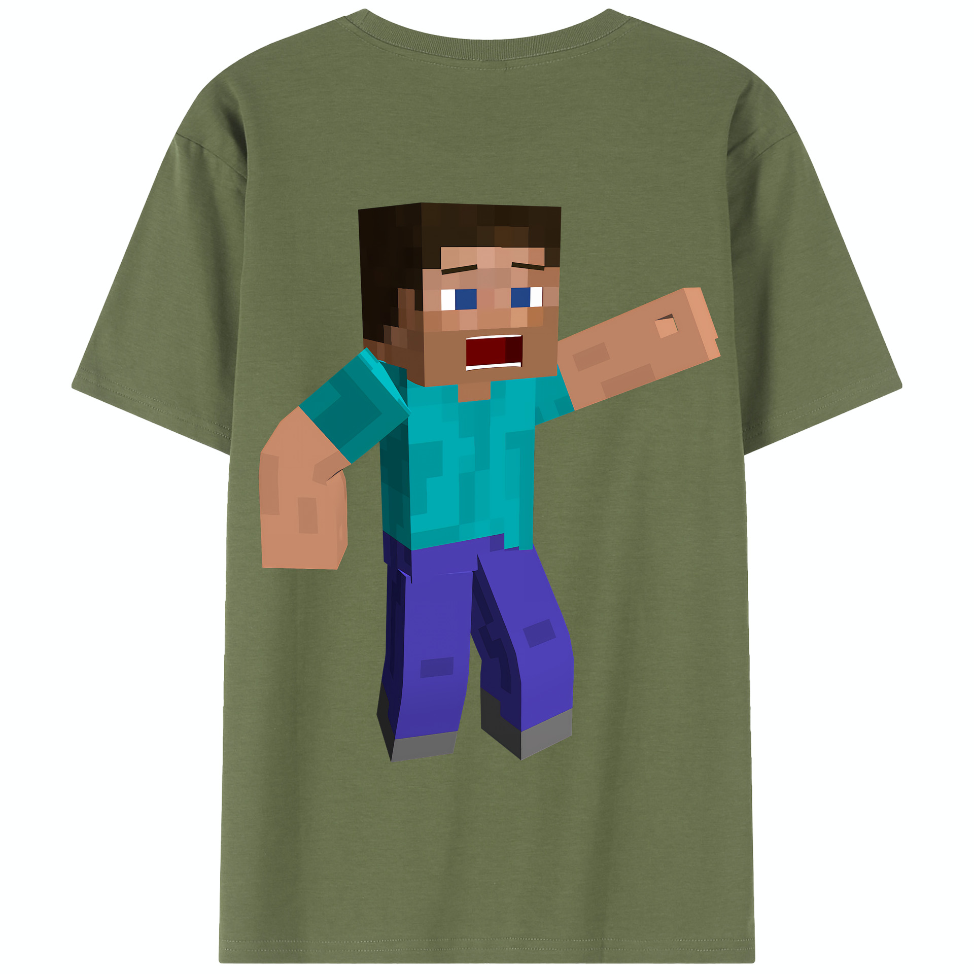 （画像用） マインクラフト ブロックの世界 Minecraft MC Block world 綿100％半袖Tシャツ（背面プリント）